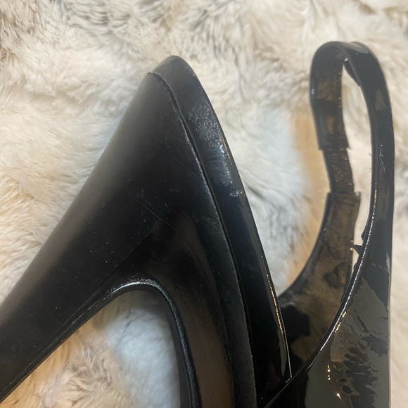 Size 6.5 Jessica Simpson peep toe slingback heels with small platform in black - Picture 5 of 6